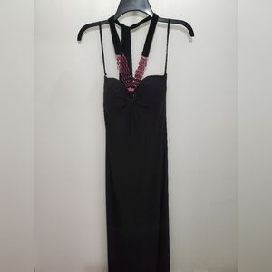 BLACK HALTER TIE DRESS SIZE S